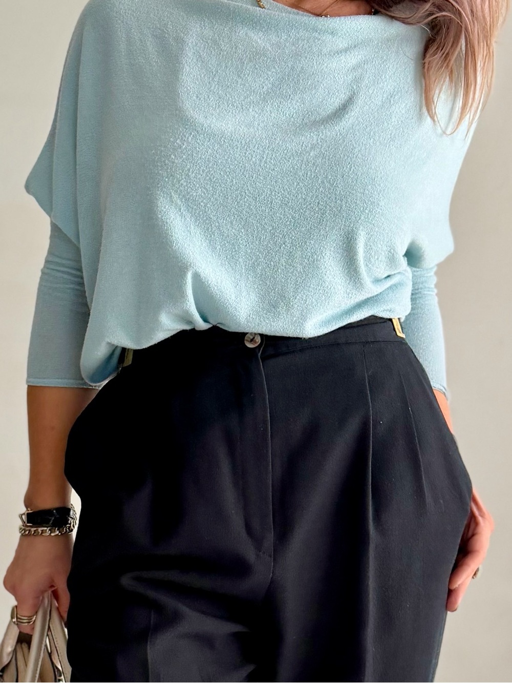 Audrey Boutique Sky Blue Oversized Flowy 3/4 Sleeve Top — Size M